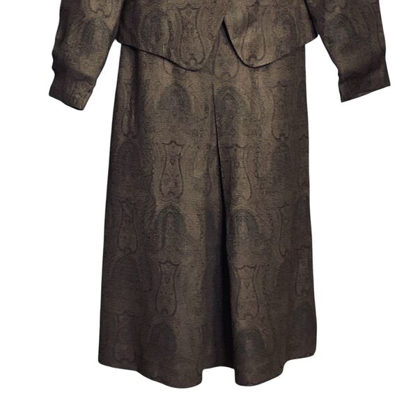 Vintage 70s Kirkland Hall Midi Skirt Suit Short Blazer Sz 14 Brown Paisley Retro - Picture 8 of 12